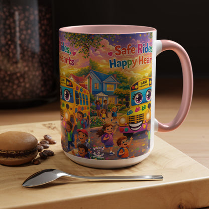 Lani™ Accent Coffee Mug (11oz & 15oz) – "Safe Rides, Happy Hearts" Graphic