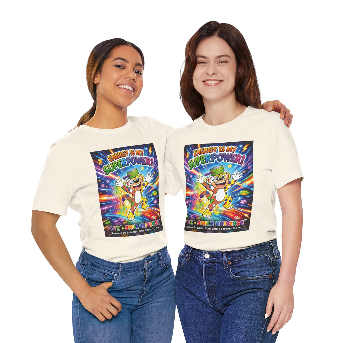Potz™ Unisex Jersey Short Sleeve Tee – "Energy is My Superpower!" Graphic Tee | Smile Universe Collection