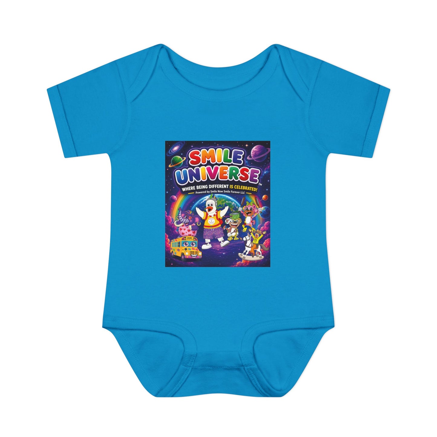 Smile Universe™ Infant Baby Rib Bodysuit – "Where Being Different is CELEBRATED!" Graphic