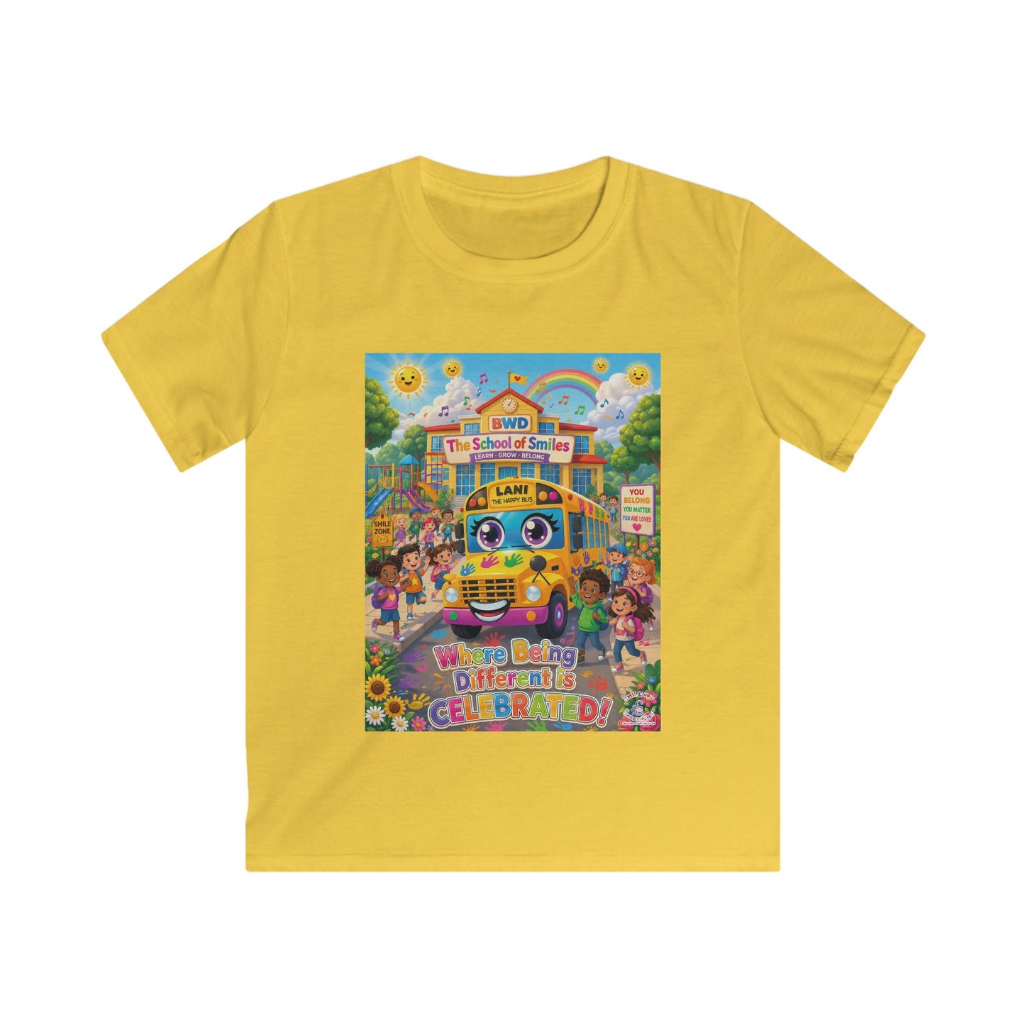 Lani™ Kids Softstyle Tee – "Where Being Different is CELEBRATED!" Graphic Shirt