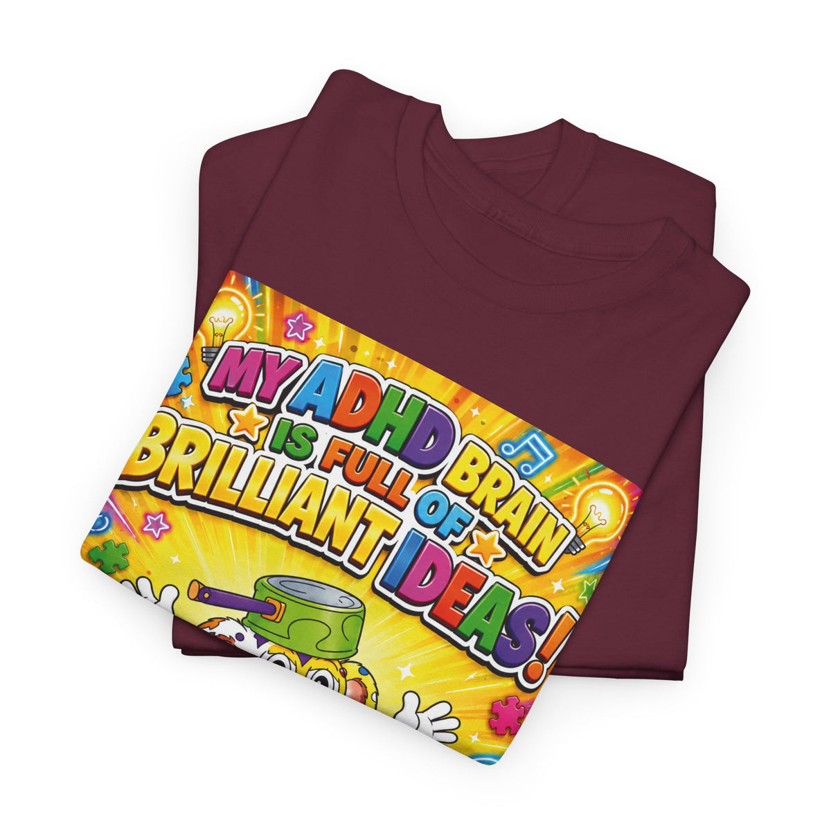 Potz™ Unisex Heavy Cotton™ Tee – "My ADHD Brain is Full of Brilliant Ideas!" Graphic Tee | Smile Universe Collection