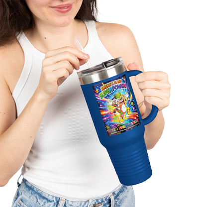 Potz™ Insulated Travel Mug 40oz – "Energy is My Superpower!" Graphic Tumbler | Smile Universe Collection