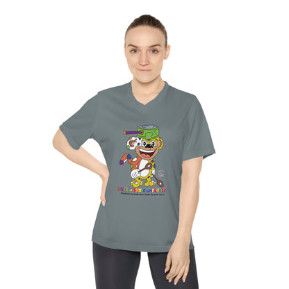 Potz™ Women's Performance V-Neck T-Shirt – Playful Graphic Tee | Smile Universe Collection