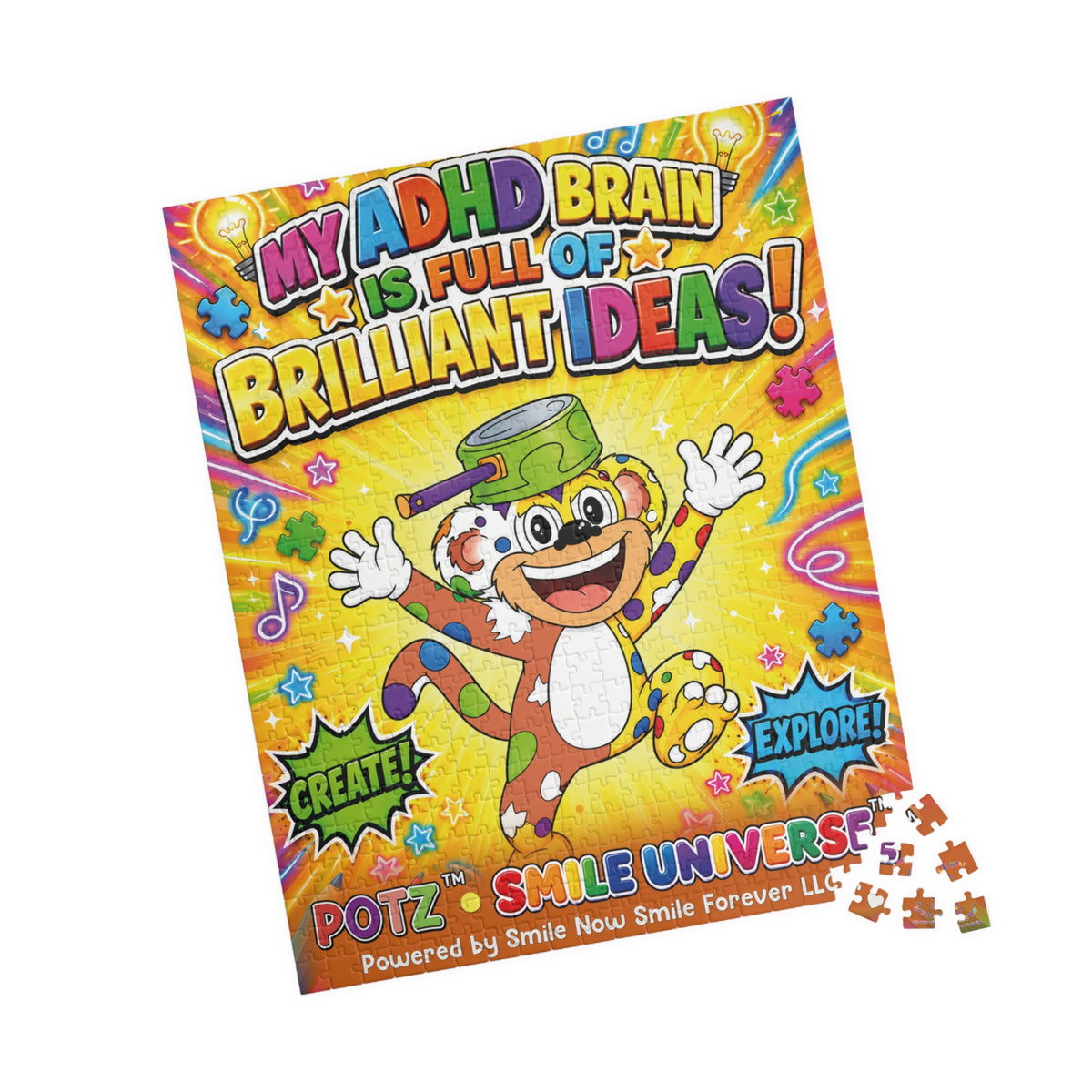 Potz™ Puzzle – "My ADHD Brain is Full of Brilliant Ideas!" Graphic Jigsaw Puzzle | Smile Universe Collection