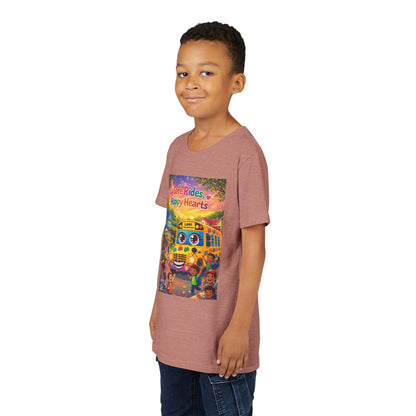 Lani™ Youth Short Sleeve Tee – "Safe Rides, Happy Hearts" Graphic