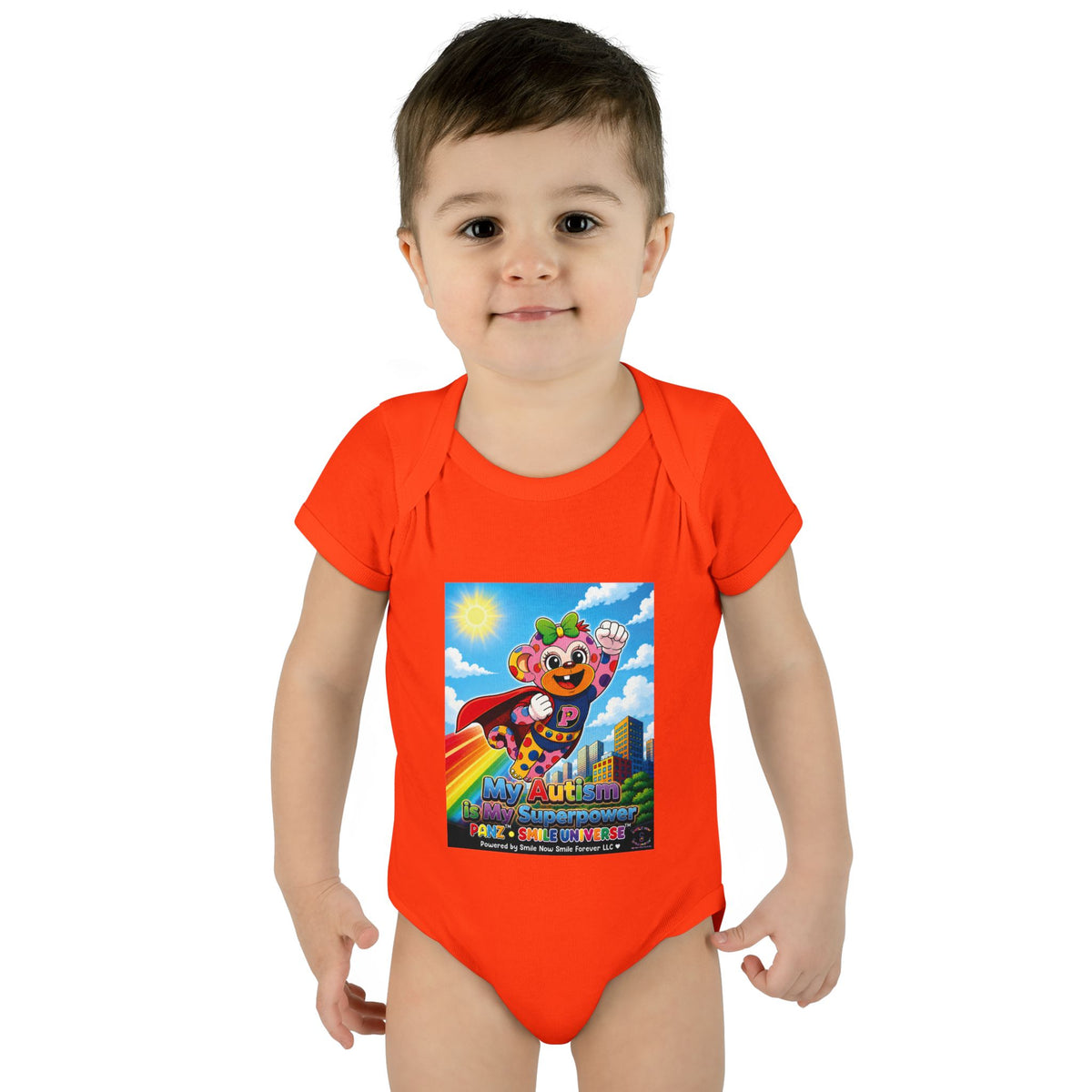 Panz™ Infant Baby Rib Bodysuit – "My Autism is My Superpower" Graphic | Smile Universe Collection