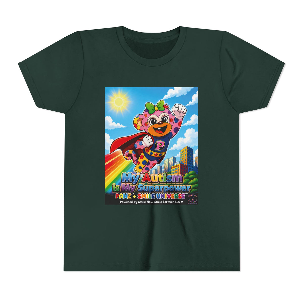 Panz™ Youth Short Sleeve Tee – "My Autism is My Superpower" Graphic | Smile Universe Collection