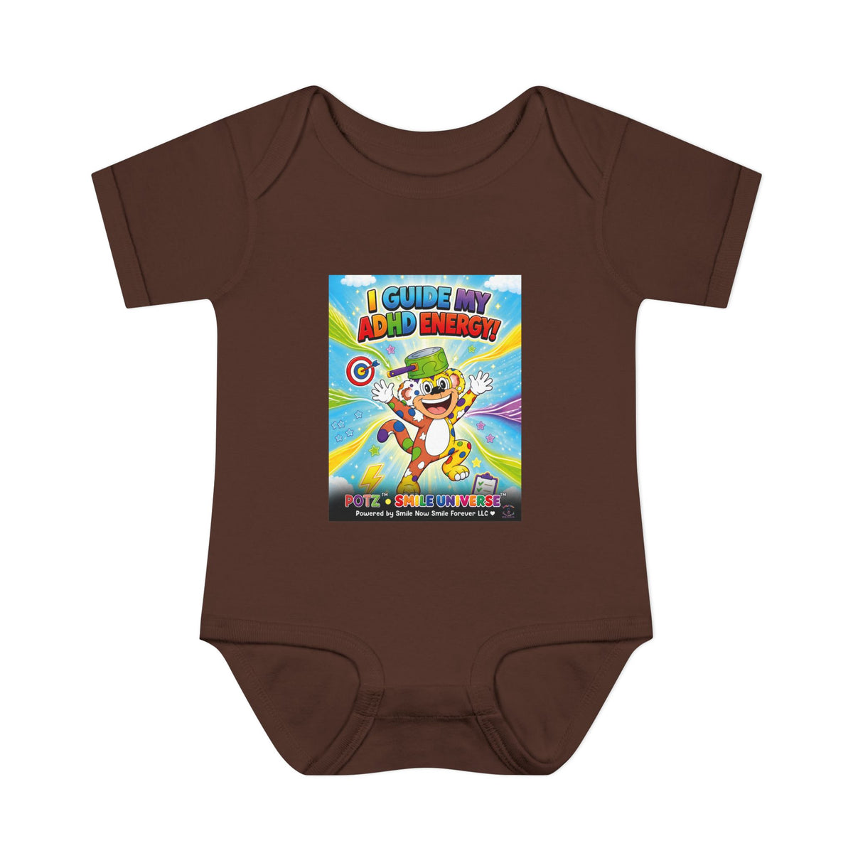 Potz™ Infant Baby Rib Bodysuit – "I Guide My ADHD Energy!" Graphic Onesie | Smile Universe Collection
