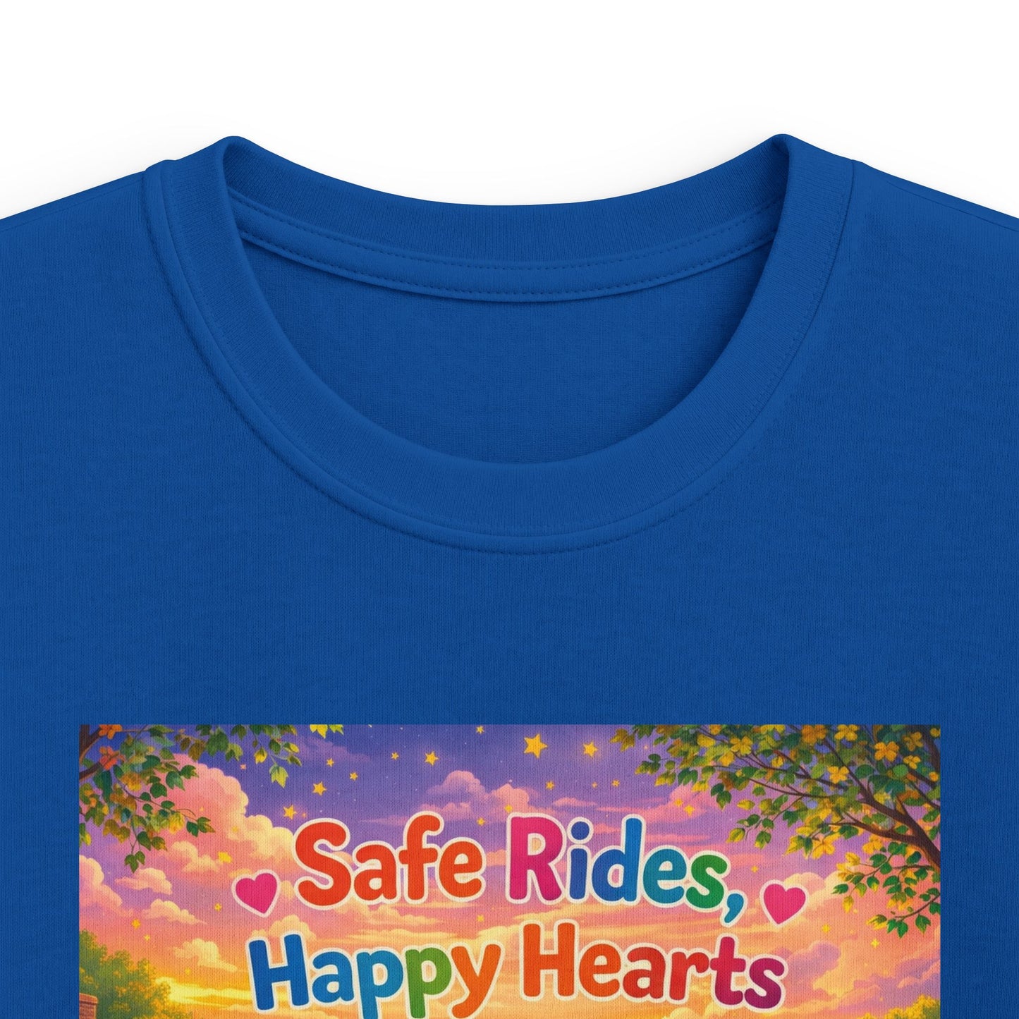 Lani™ Kids Softstyle Tee – "Safe Rides, Happy Hearts" Graphic