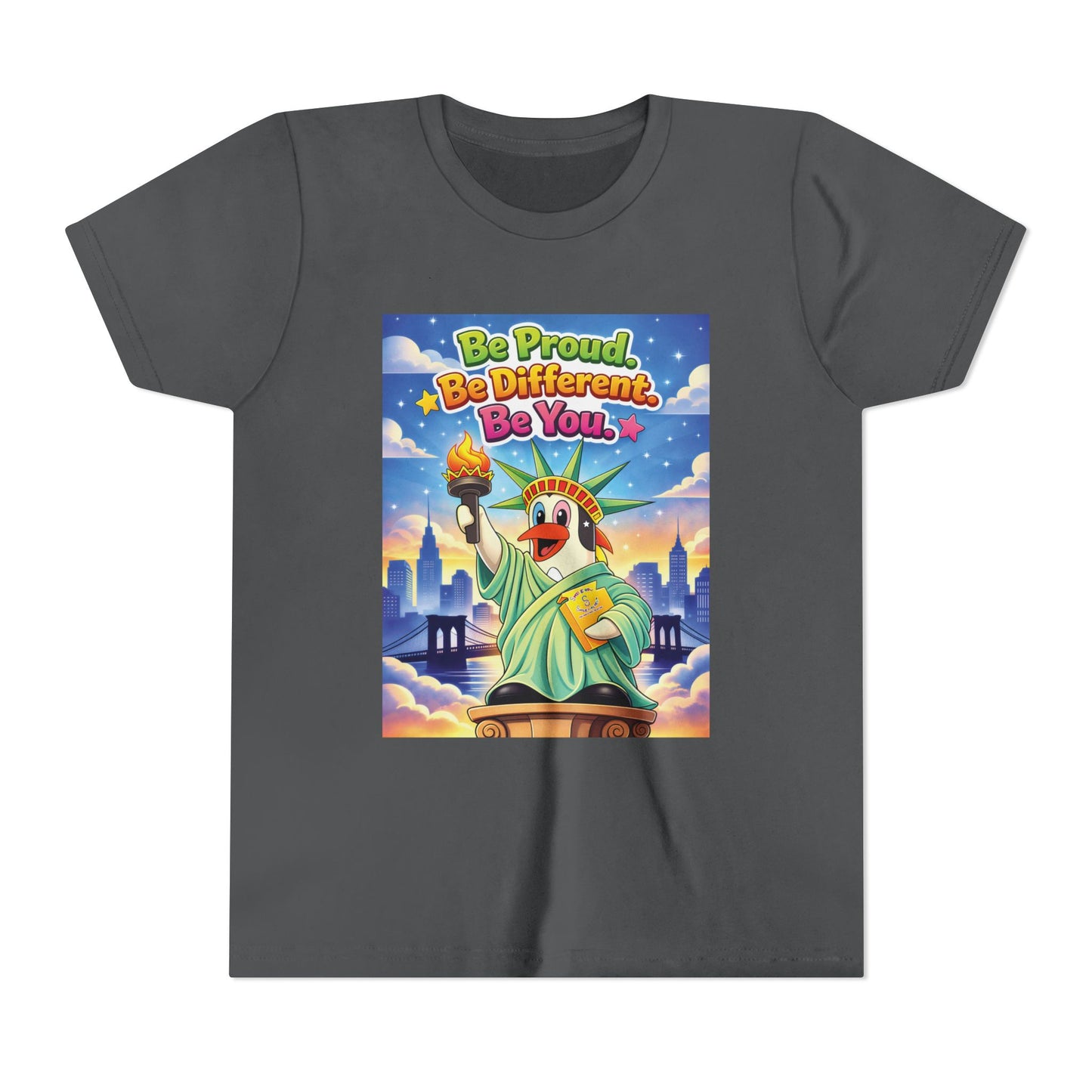 TuBz™M "Be Proud. Be Different. Be You." Kids T-Shirt - Inspirational Graphic Tee