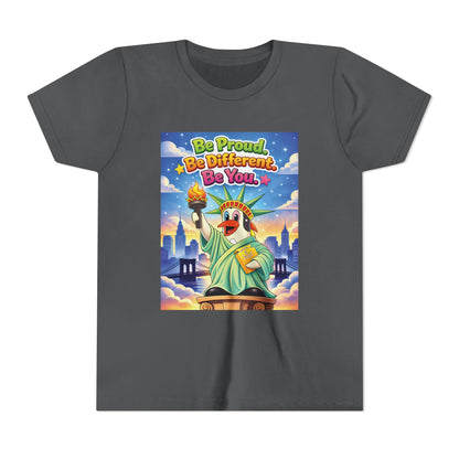 TuBz™M "Be Proud. Be Different. Be You." Kids T-Shirt - Inspirational Graphic Tee