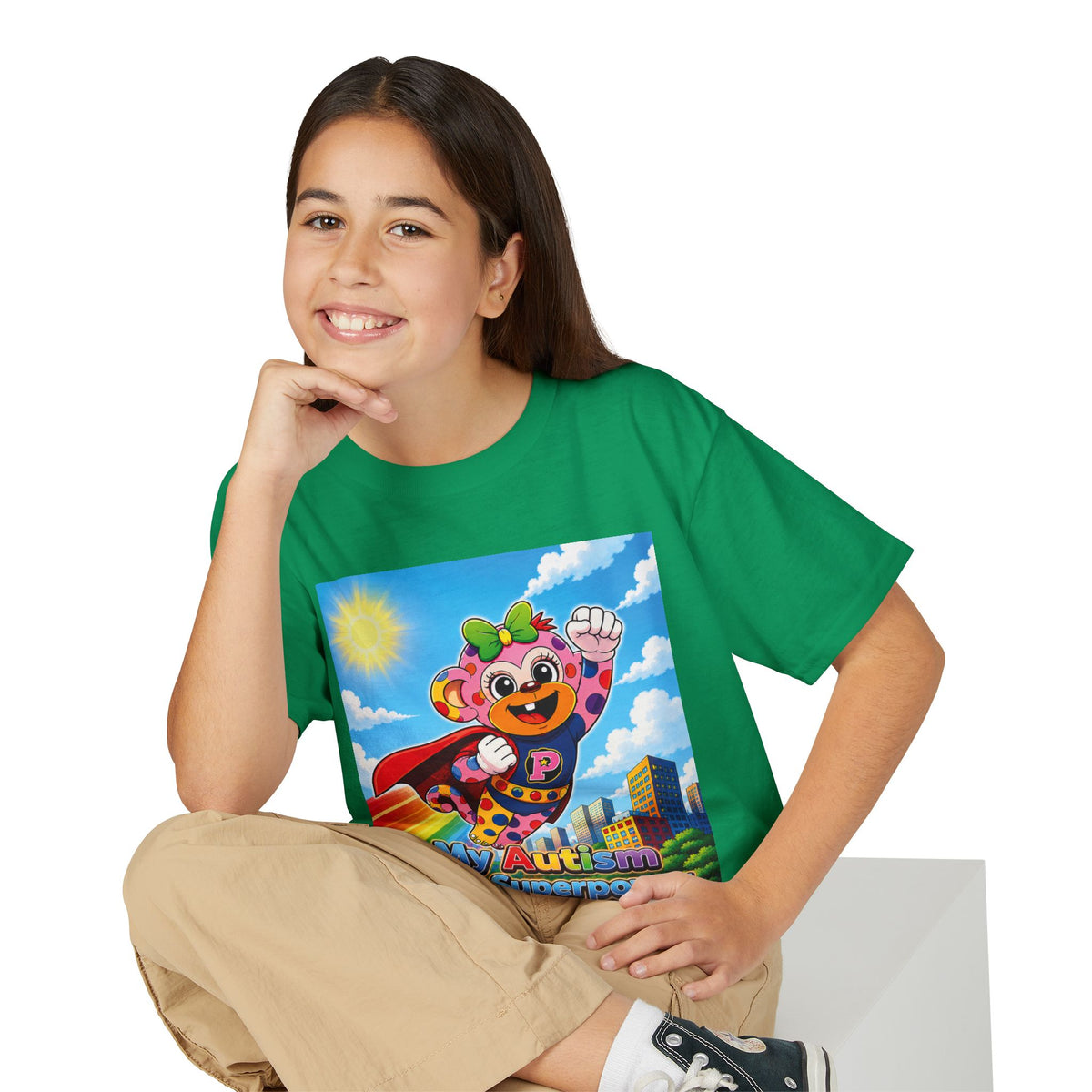 Panz™ Youth DryBlend® T-Shirt – "My Autism is My Superpower" Graphic | Smile Universe Collection