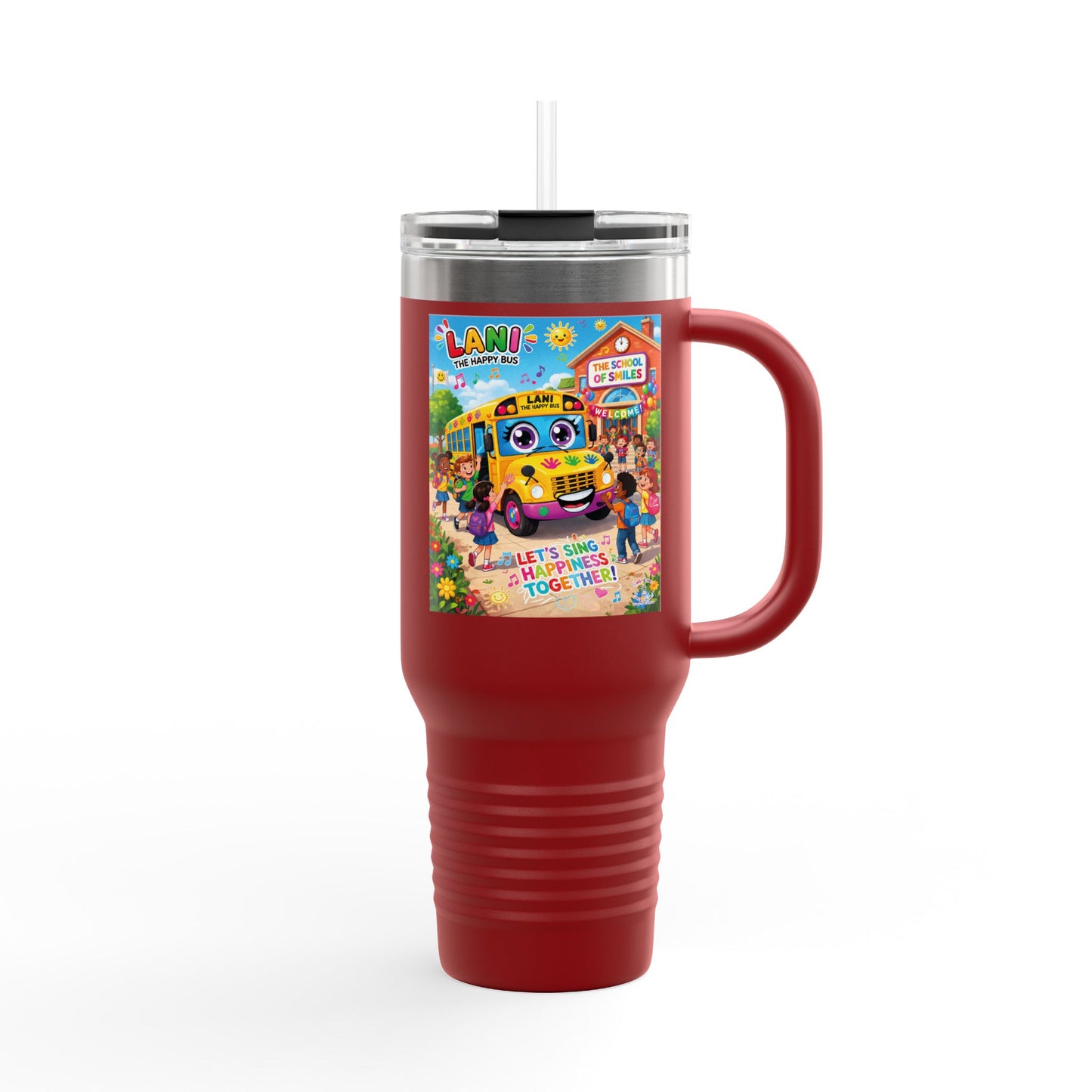Lani™ 40oz Insulated Travel Mug – "Let's Sing Happiness Together!" Graphic