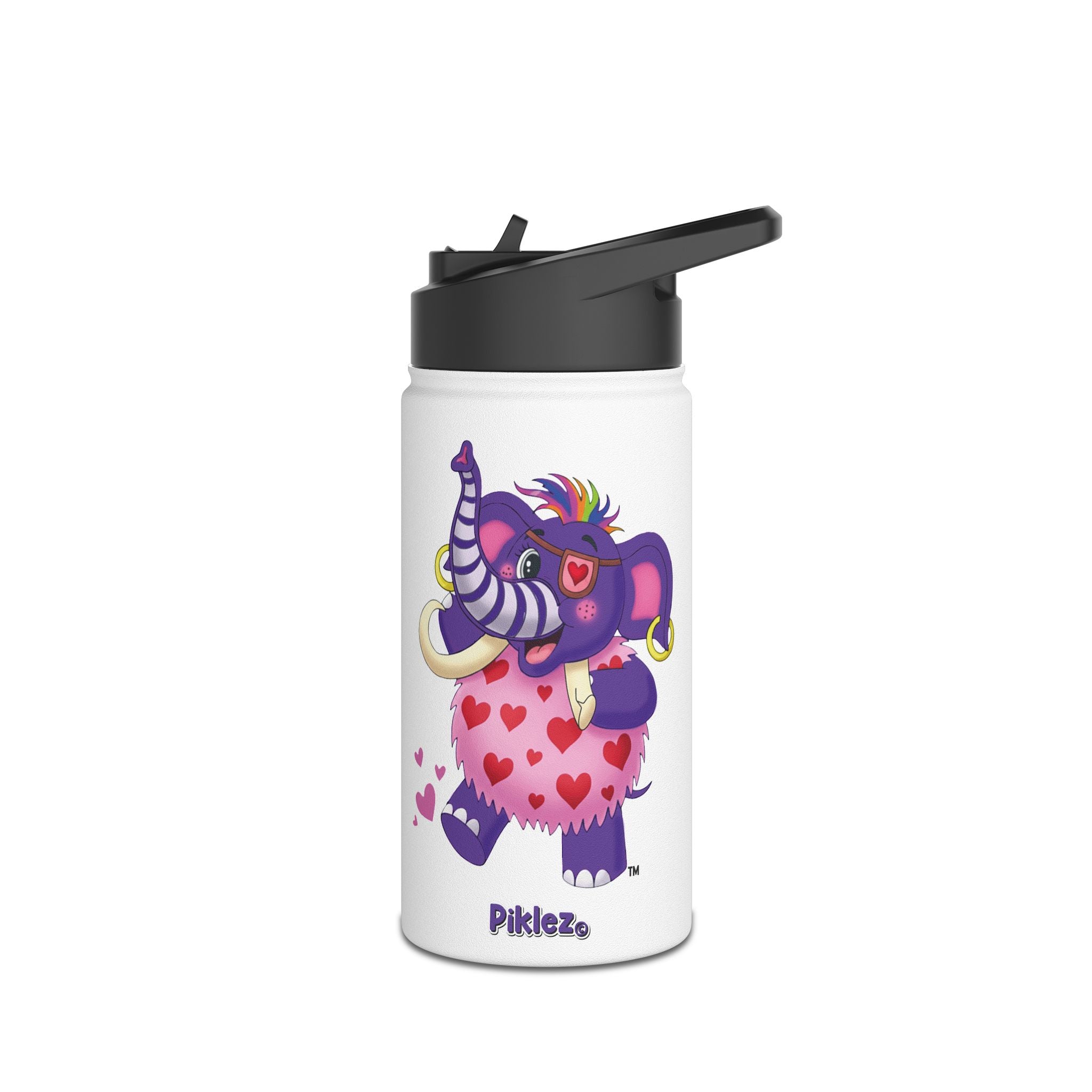 Piklez™ Stainless Steel Water Bottle with Standard Lid – "Full of Love!" Graphic | Smile Universe Collection