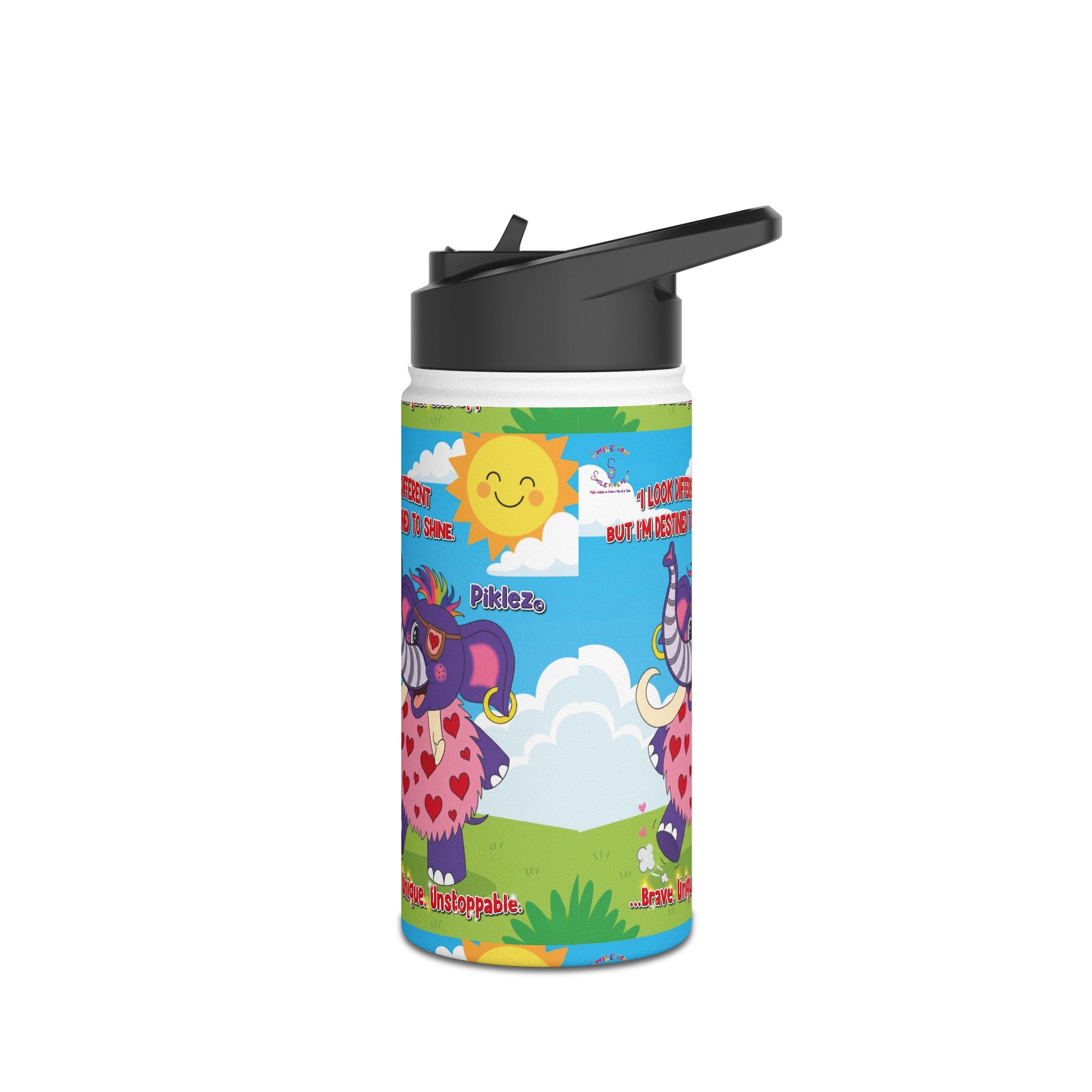 Piklez™ Stainless Steel Water Bottle with Standard Lid – “Destined to Shine” | Smile Universe Collection
