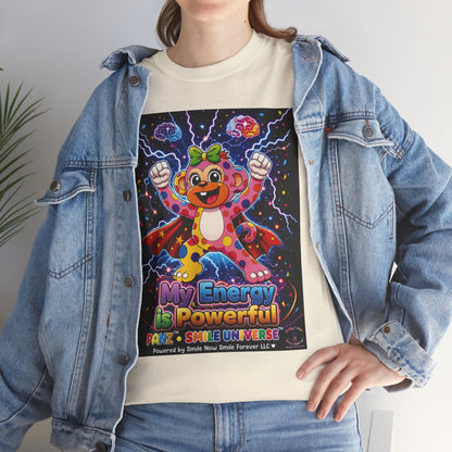Panz™ Unisex Heavy Cotton™ Tee For Adult – "My Energy is Powerful" Graphic Tee | Smile Universe Collection