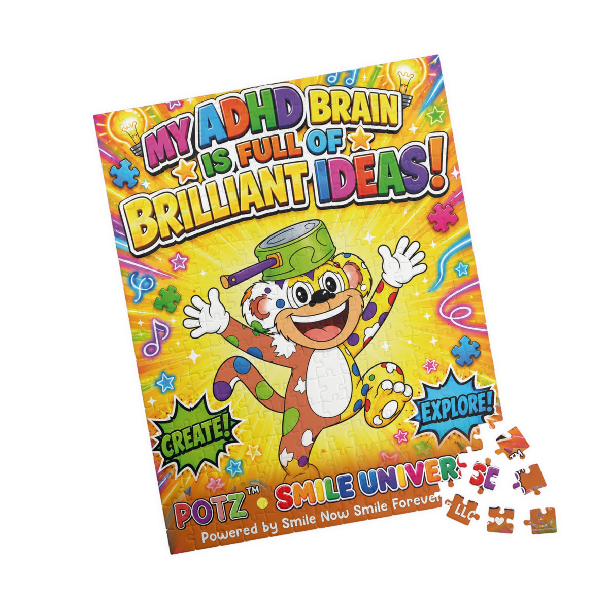 Potz™ Puzzle – "My ADHD Brain is Full of Brilliant Ideas!" Graphic Jigsaw Puzzle | Smile Universe Collection