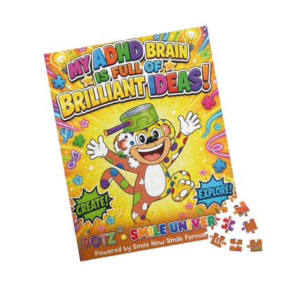 Potz™ Puzzle – "My ADHD Brain is Full of Brilliant Ideas!" Graphic Jigsaw Puzzle | Smile Universe Collection