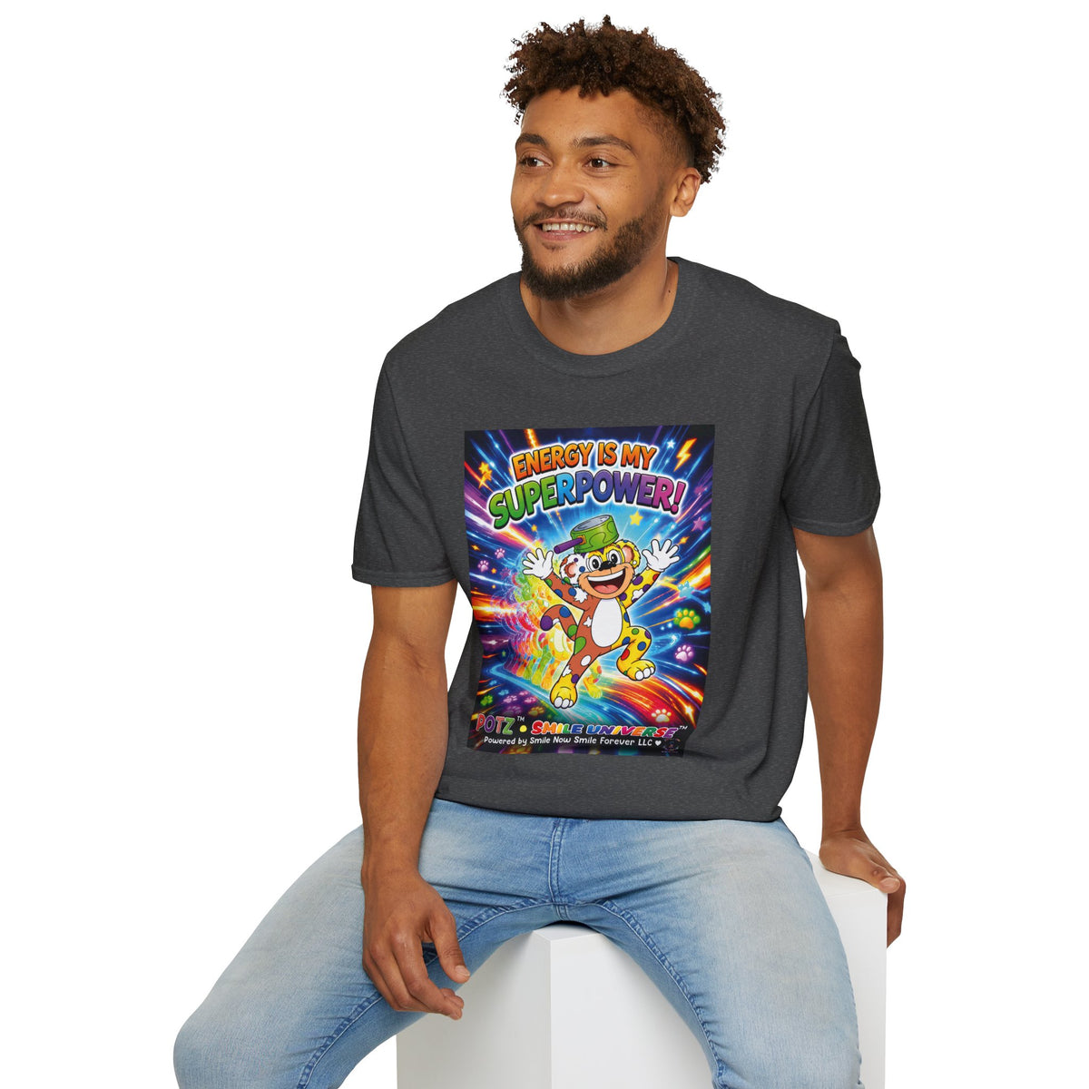 Potz™ Unisex Softstyle T-Shirt – "Energy is My Superpower!" Graphic Tee | Smile Universe Collection