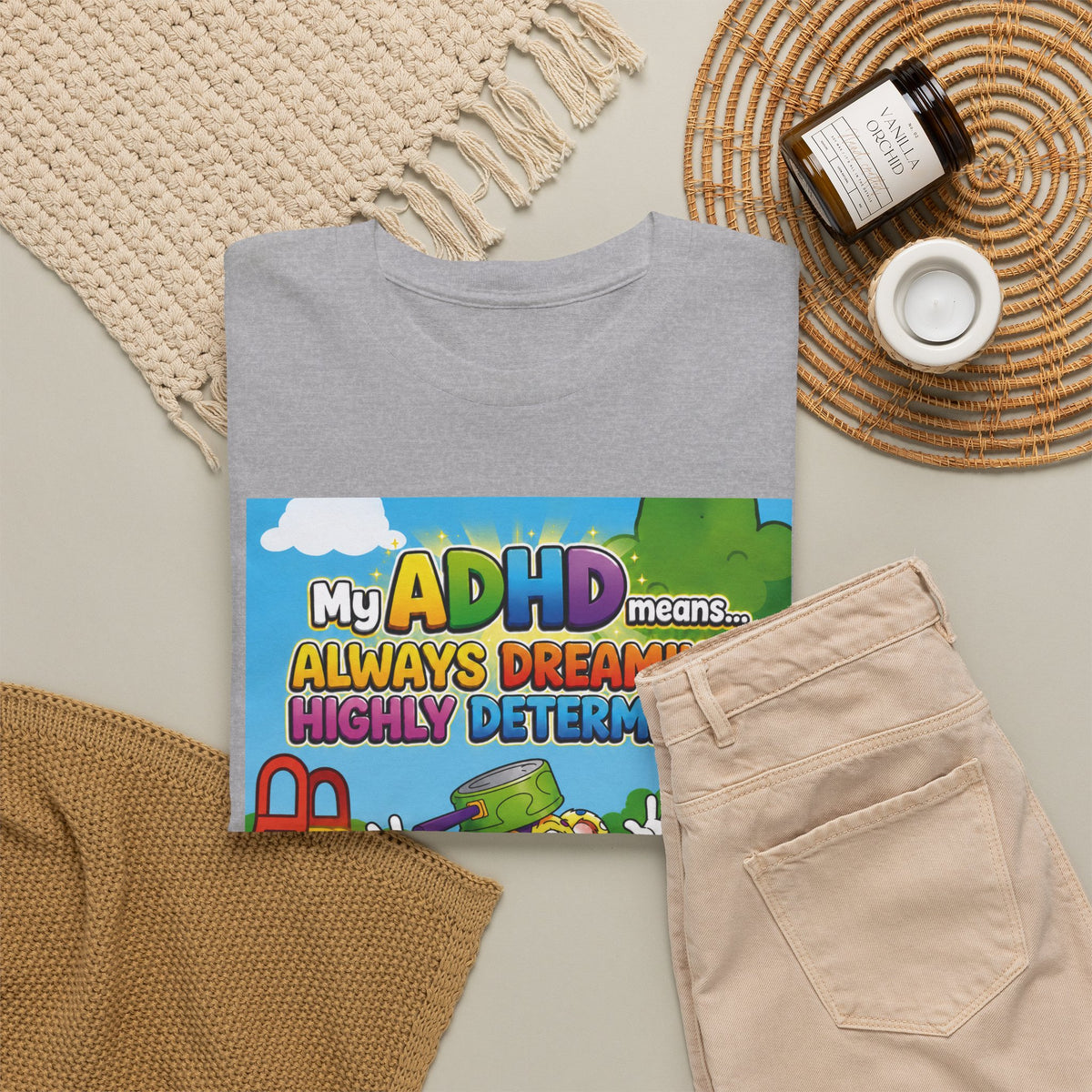 Potz™ Unisex Heavy Cotton™ Tee – "My ADHD Means Always Dreaming, Highly Determined" Graphic Tee | Smile Universe Collection