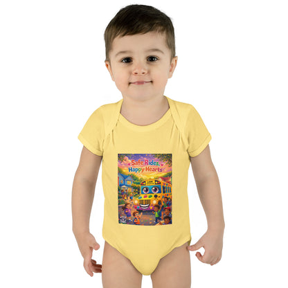 Lani™ Infant Baby Rib Bodysuit – "Safe Rides, Happy Hearts" Graphic