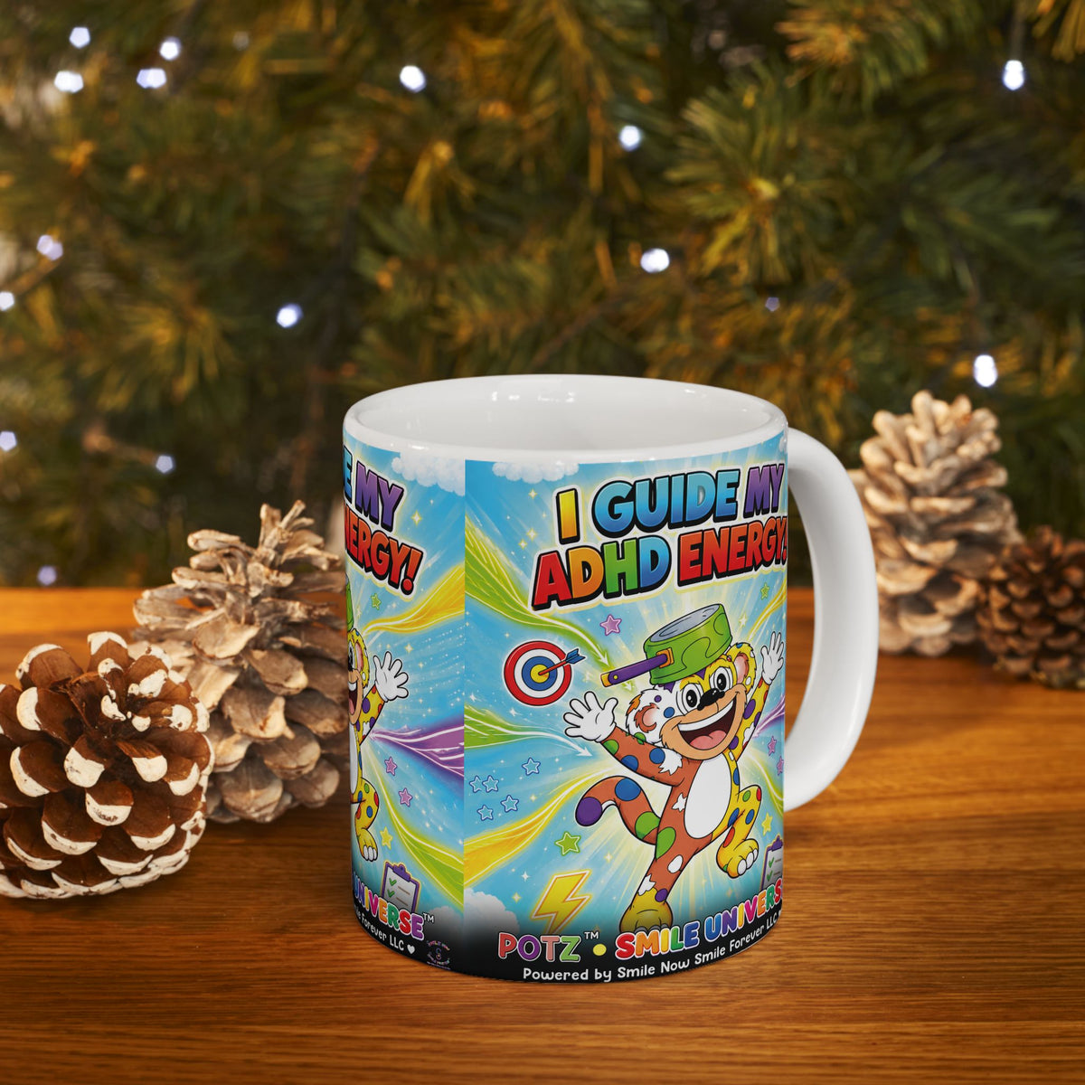 Potz™ Ceramic Mug – "I Guide My ADHD Energy!" Graphic Coffee Mug | Smile Universe Collection