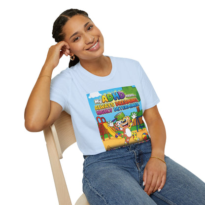Potz™ Unisex Softstyle T-Shirt – "My ADHD Means Always Dreaming, Highly Determined" Graphic Tee | Smile Universe Collection