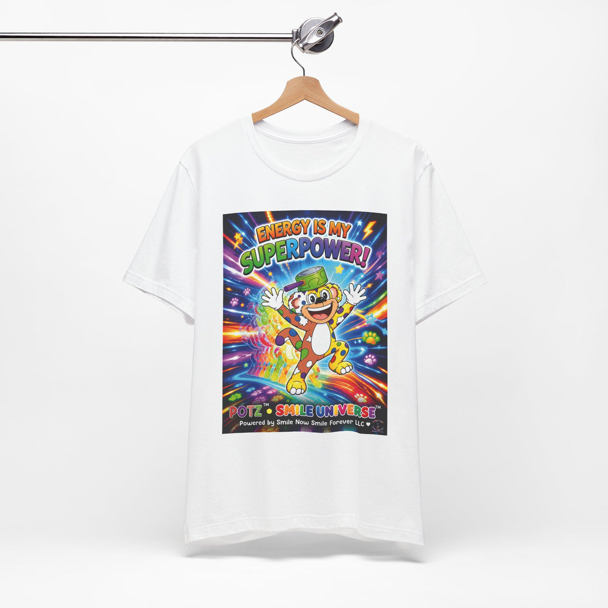 Potz™ Unisex Jersey Short Sleeve Tee – "Energy is My Superpower!" Graphic Tee | Smile Universe Collection