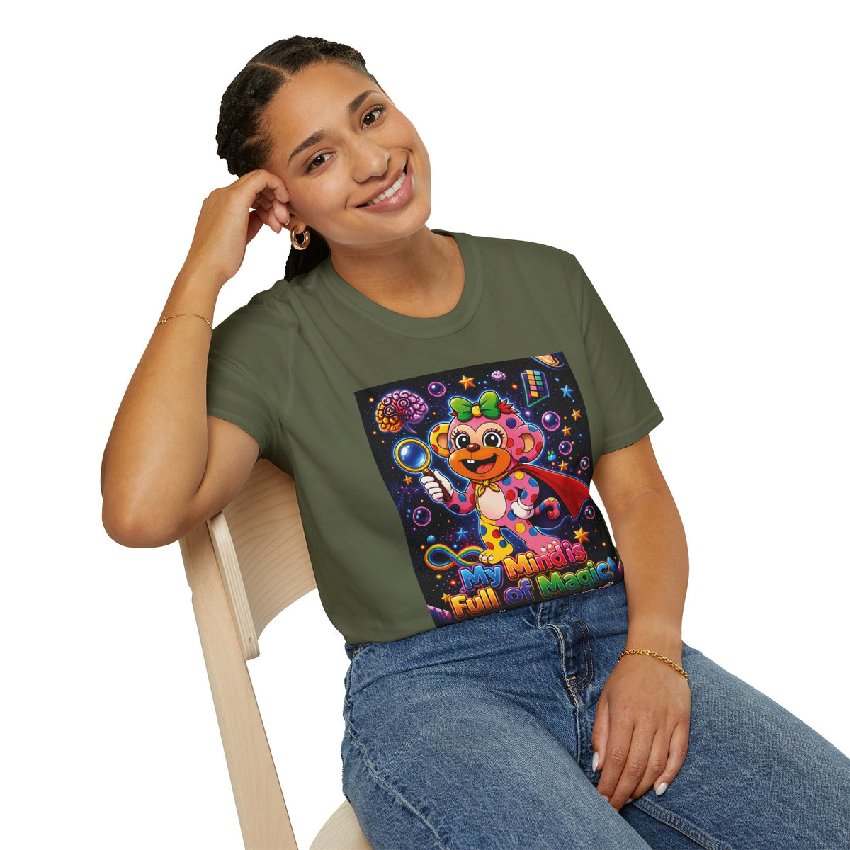 Panz™ Unisex Softstyle T-Shirt – "My Mind is Full of Magic" Graphic | Smile Universe Collection