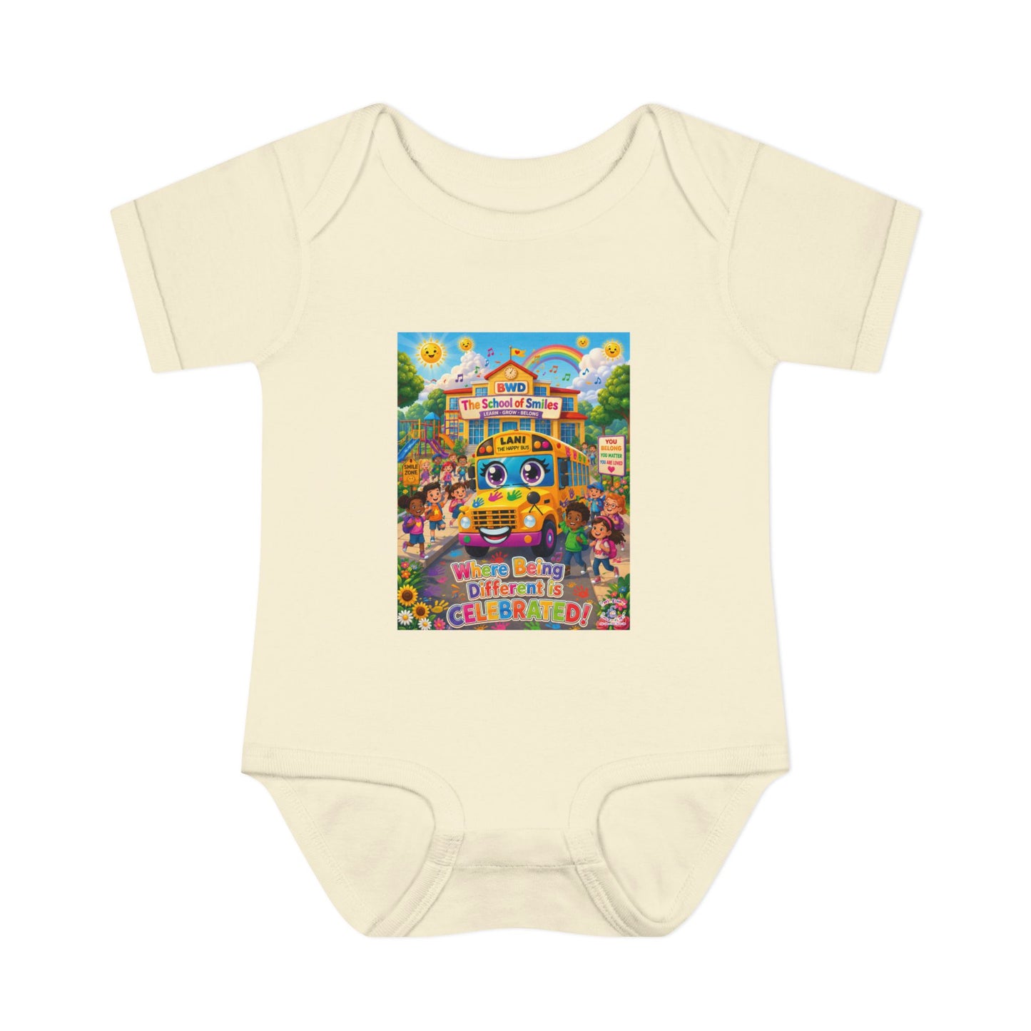 Lani™ Infant Baby Rib Bodysuit – "Where Being Different is CELEBRATED!" Graphic