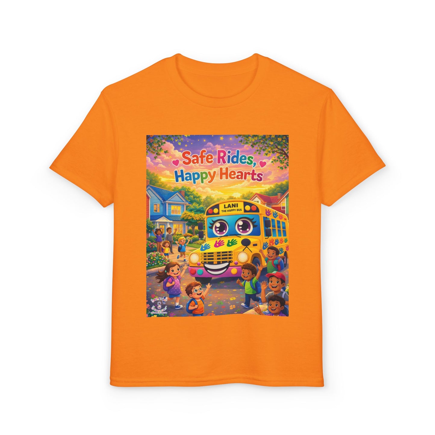 Lani™ Youth DryBlend® T-Shirt – "Safe Rides, Happy Hearts" Graphic
