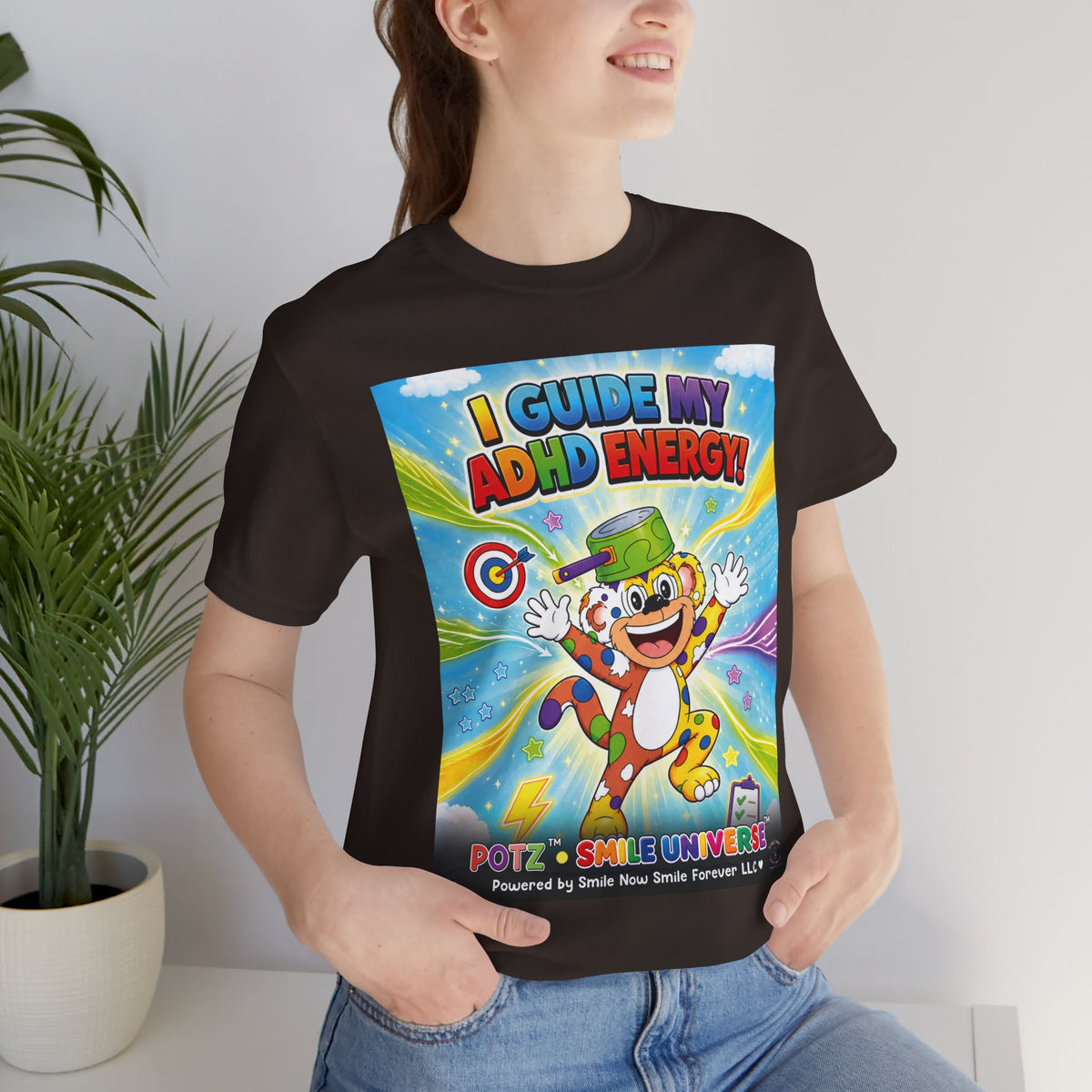 Potz™ Unisex Jersey Short Sleeve Tee – "I Guide My ADHD Energy!" Graphic Tee | Smile Universe Collection