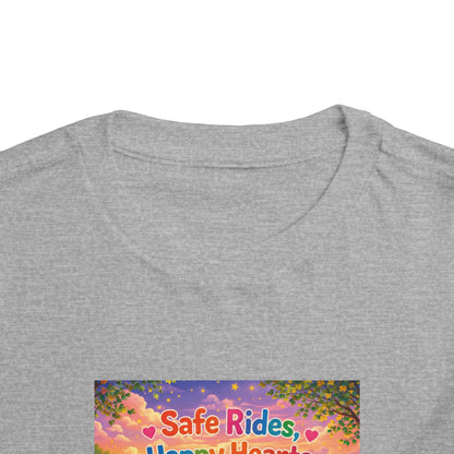 Lani™ Toddler Short Sleeve Tee – "Safe Rides, Happy Hearts" Graphic