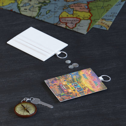 Lani™ Saffiano Leather Card Holder – "Safe Rides, Happy Hearts" Graphic