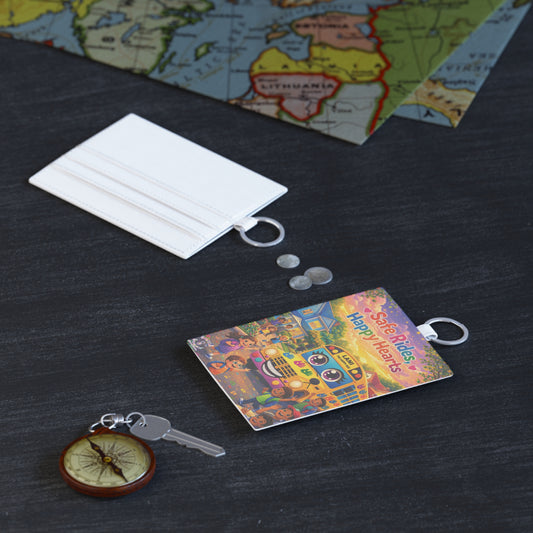 Lani™ Saffiano Leather Card Holder – "Safe Rides, Happy Hearts" Graphic