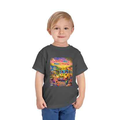 Lani™ Toddler Short Sleeve Tee – "Safe Rides, Happy Hearts" Graphic