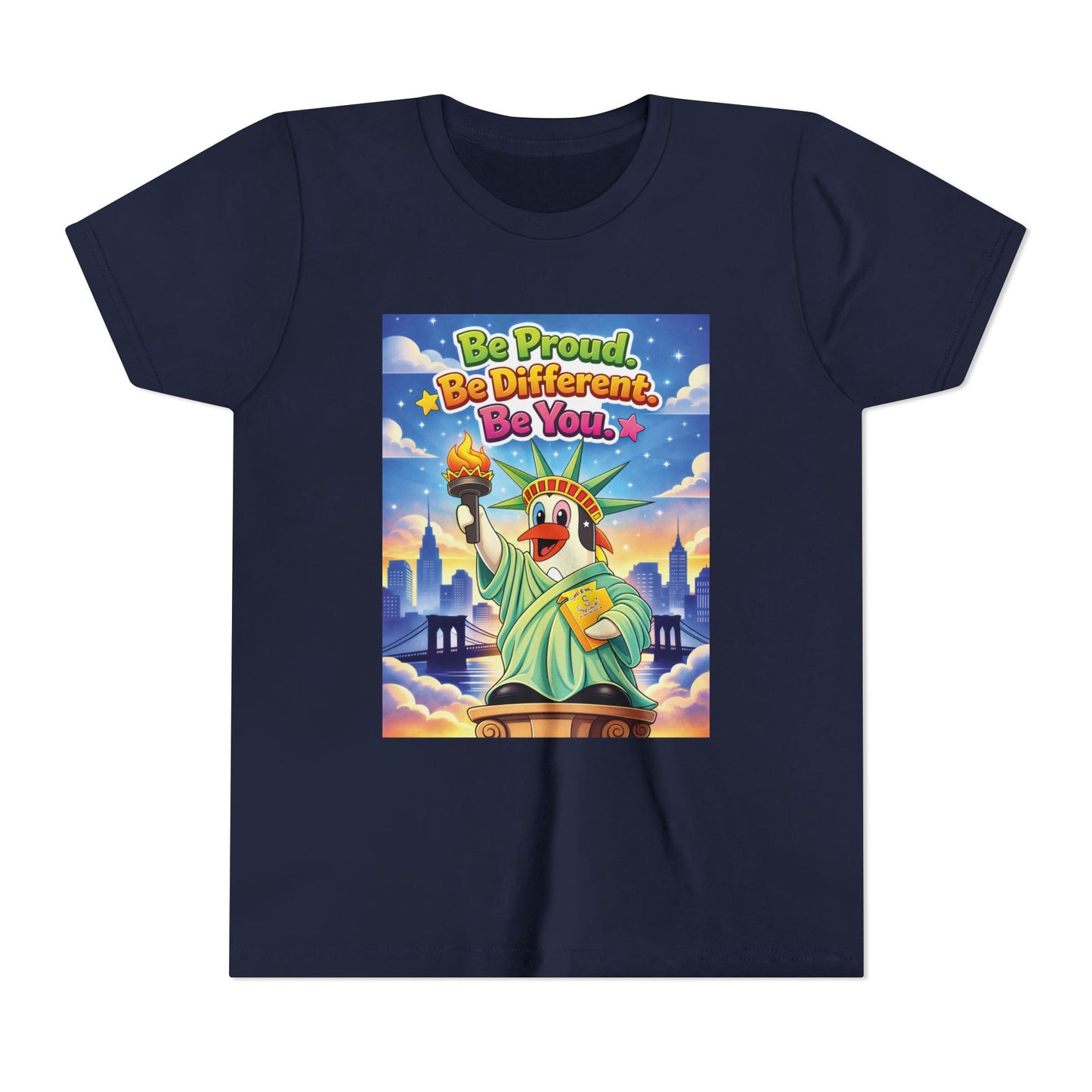 TuBz™M "Be Proud. Be Different. Be You." Kids T-Shirt - Inspirational Graphic Tee