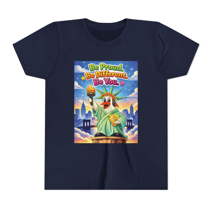 TuBz™M "Be Proud. Be Different. Be You." Kids T-Shirt - Inspirational Graphic Tee