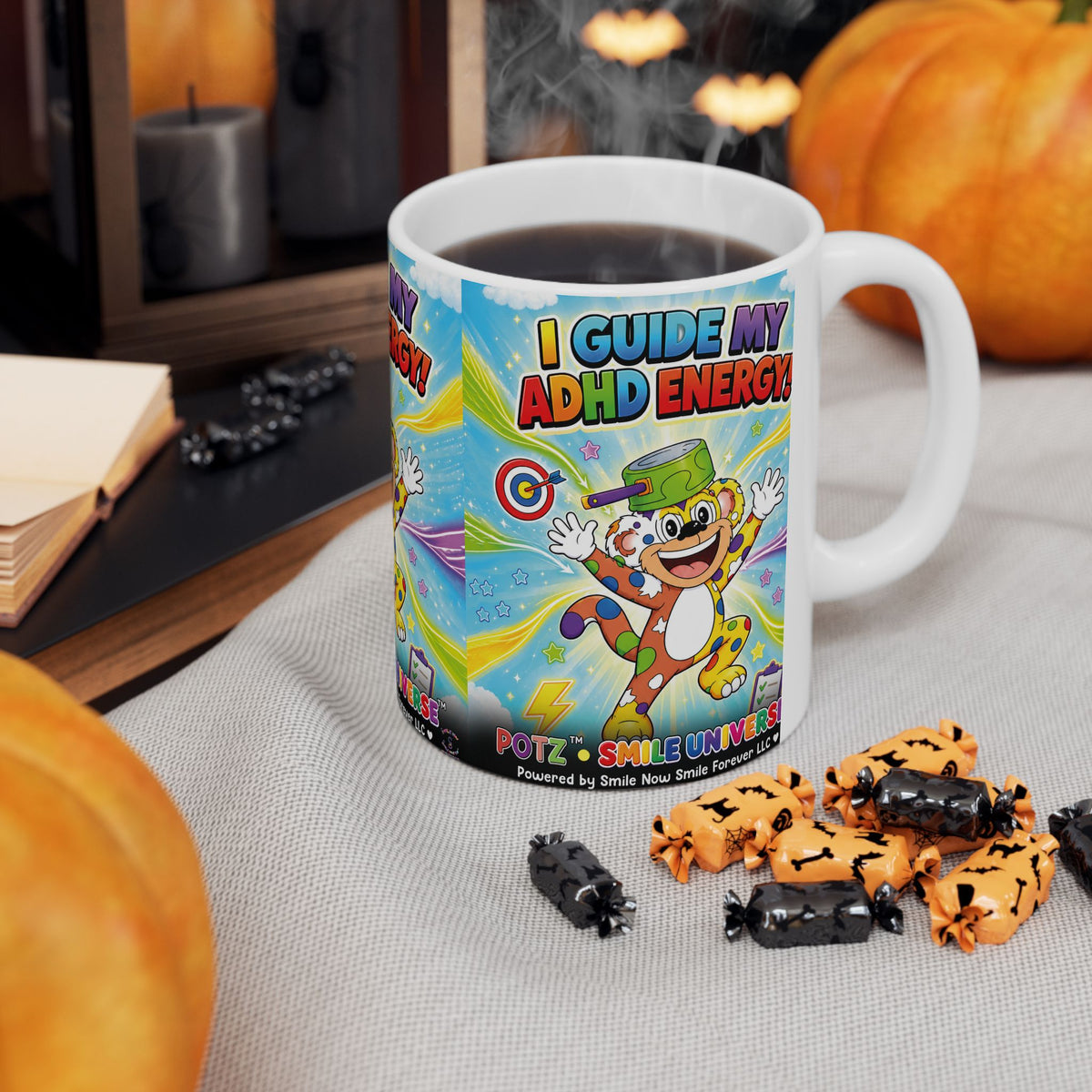 Potz™ Ceramic Mug – "I Guide My ADHD Energy!" Graphic Coffee Mug | Smile Universe Collection