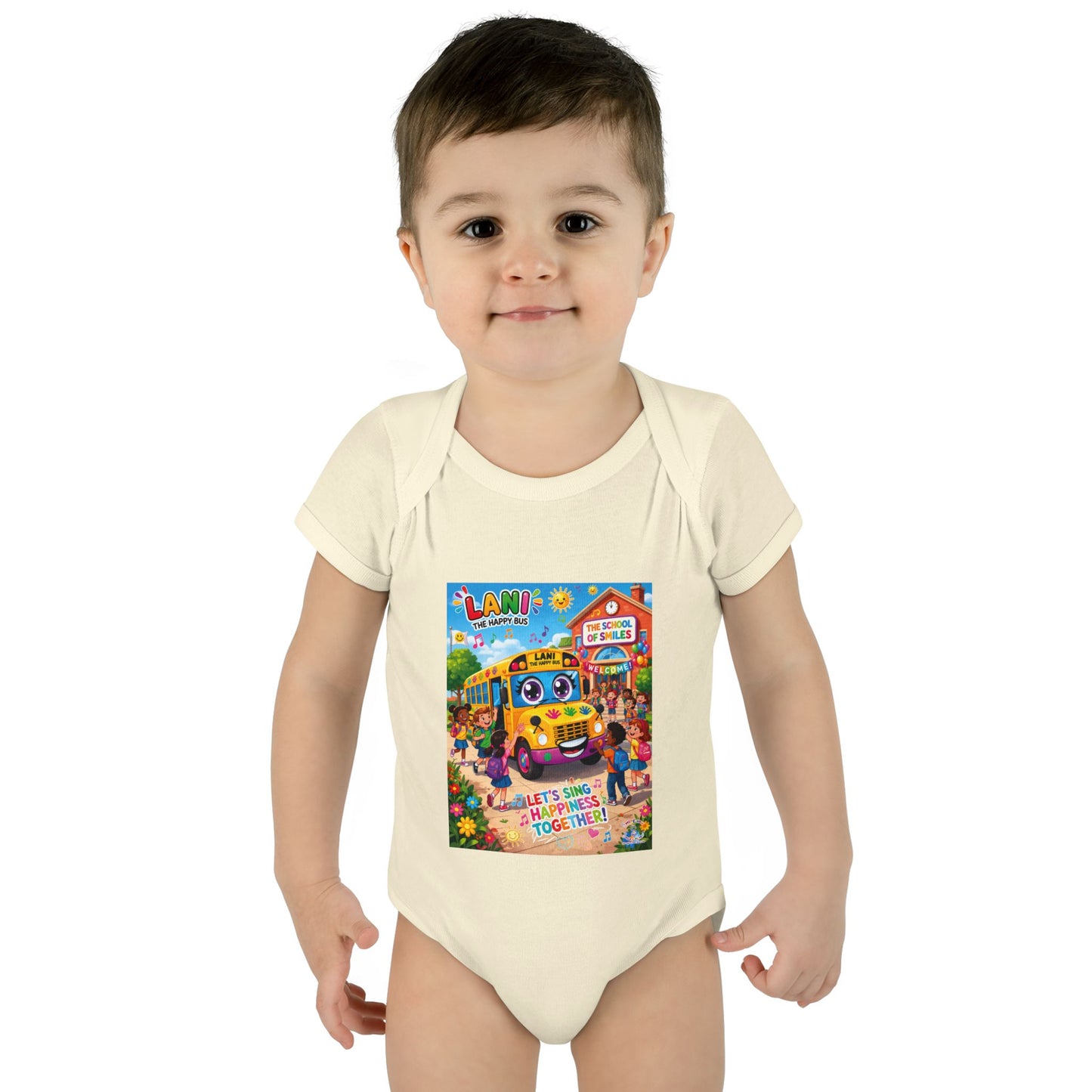 Lani™ Infant Baby Rib Bodysuit – "Let's Sing Happiness Together!" Graphic