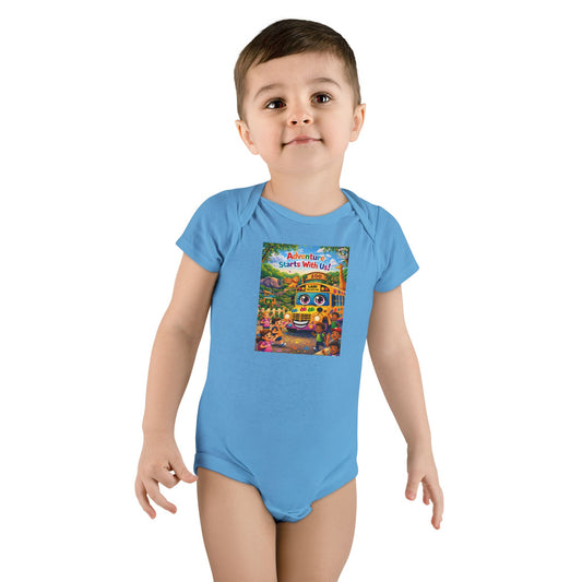Lani™ Baby Short Sleeve Onesie® – "Adventure Starts With Us!" Graphic