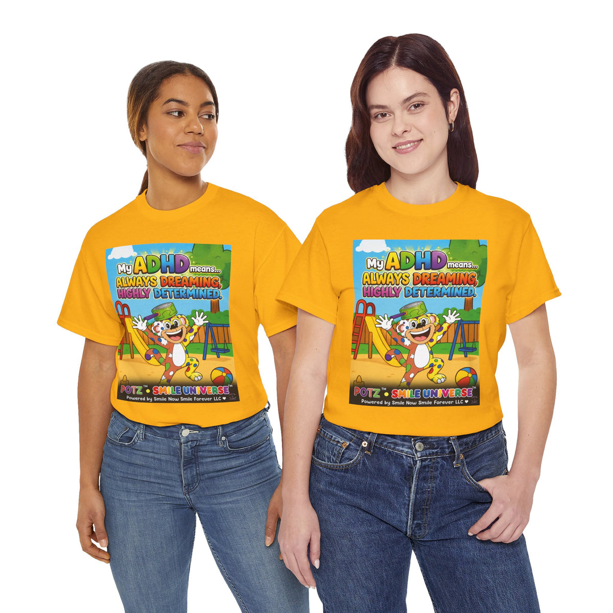 Potz™ Unisex Heavy Cotton™ Tee – "My ADHD Means Always Dreaming, Highly Determined" Graphic Tee | Smile Universe Collection