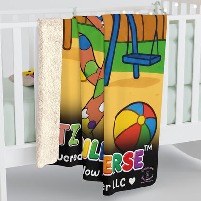 Potz™ Sherpa Fleece Blanket – "My ADHD Means Always Dreaming, Highly Determined" Graphic Throw | Smile Universe Collection