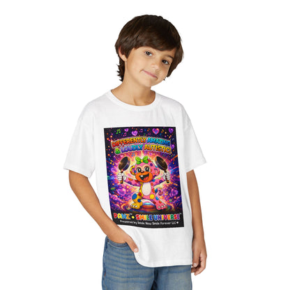 Panz™ Youth DryBlend® T-Shirt – "Differently Amazing & Loudly Autistic!" Graphic | Smile Universe Collection
