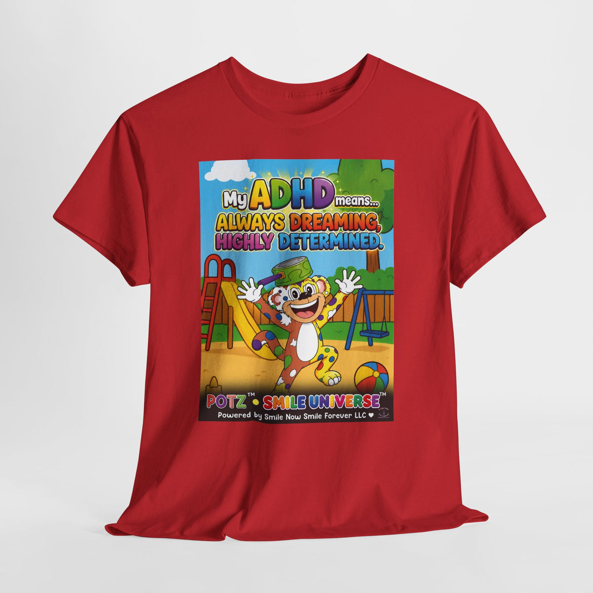 Potz™ Unisex Heavy Cotton™ Tee – "My ADHD Means Always Dreaming, Highly Determined" Graphic Tee | Smile Universe Collection