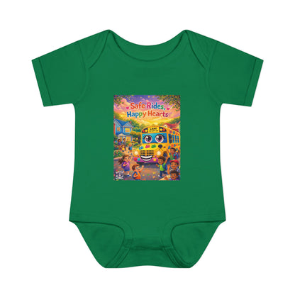 Lani™ Infant Baby Rib Bodysuit – "Safe Rides, Happy Hearts" Graphic
