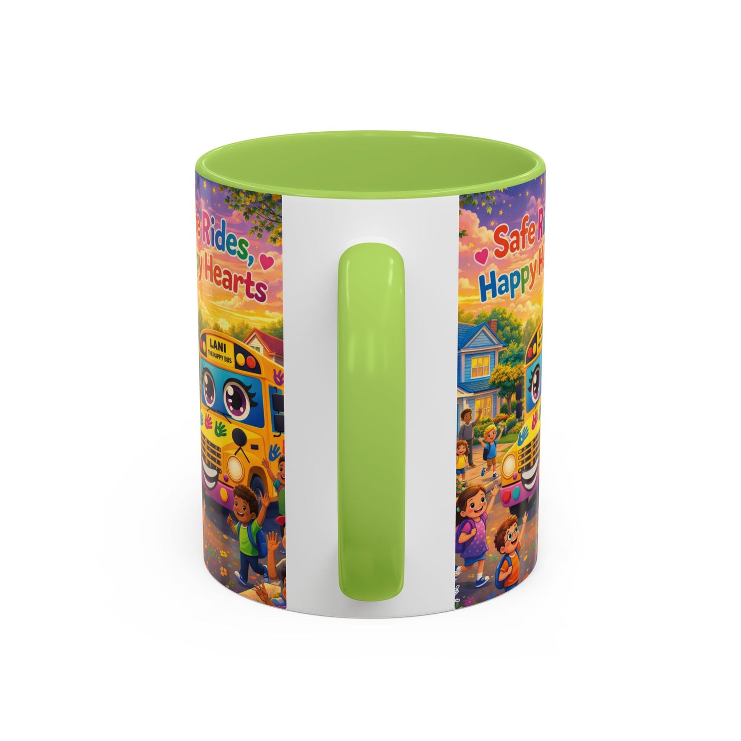 Lani™ Accent Coffee Mug (11oz & 15oz) – "Safe Rides, Happy Hearts" Graphic