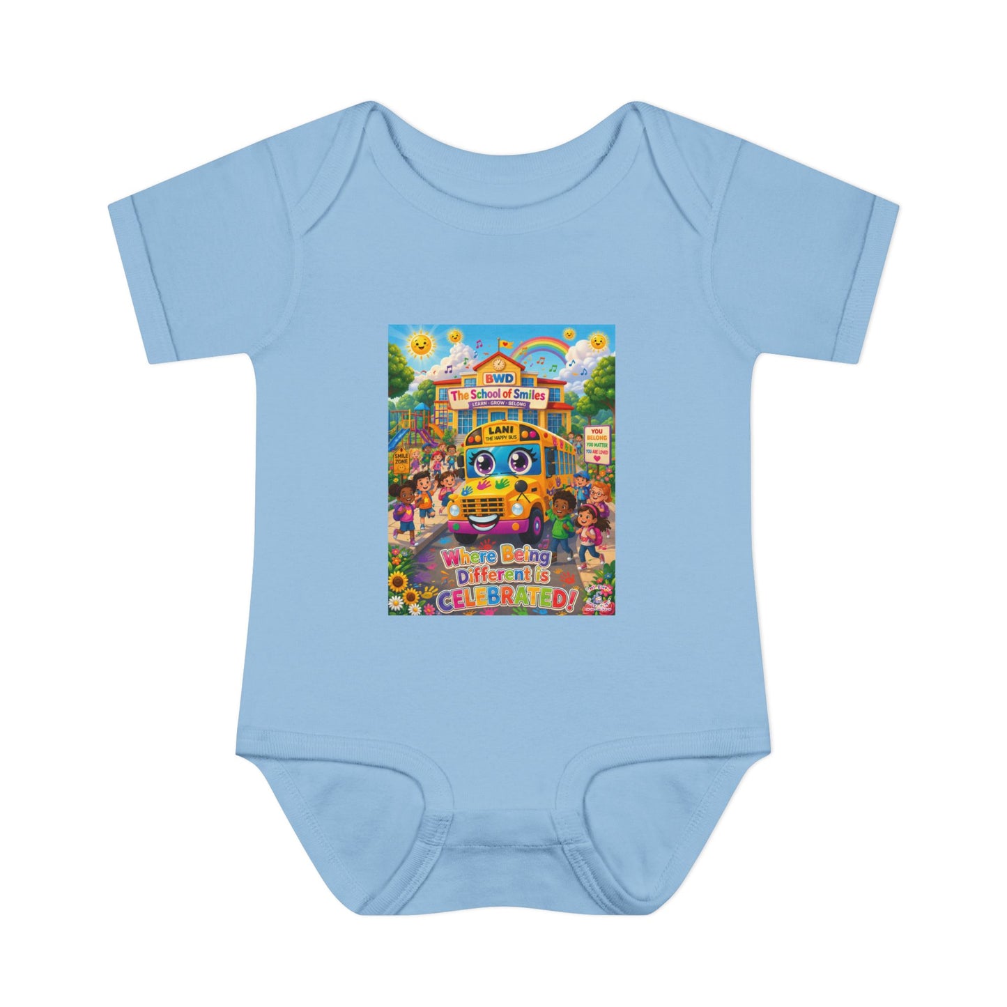 Lani™ Infant Baby Rib Bodysuit – "Where Being Different is CELEBRATED!" Graphic