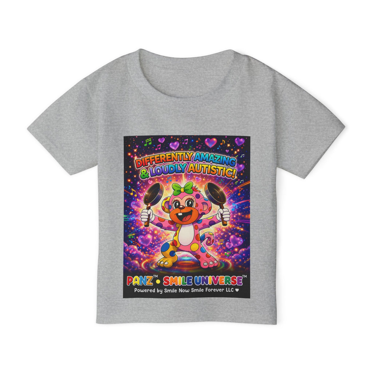 Panz™ Heavy Cotton™ Toddler T-Shirt – "Differently Amazing & Loudly Autistic!" Graphic | Smile Universe Collection