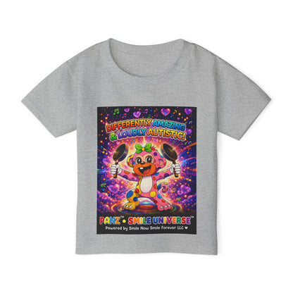 Panz™ Heavy Cotton™ Toddler T-Shirt – "Differently Amazing & Loudly Autistic!" Graphic | Smile Universe Collection